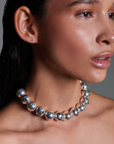 Collar de esferas caladas, caras, hecho a mano, marca mexicana, aleación de latón, collar grande, summer sale, hot sale, regalo de cumpleaños para mujer, regalo de aniversario para mujer, descuentos, 25% de descuento, meses sin intereses.