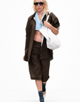 Pinstripe Cut-Outs Overshirt