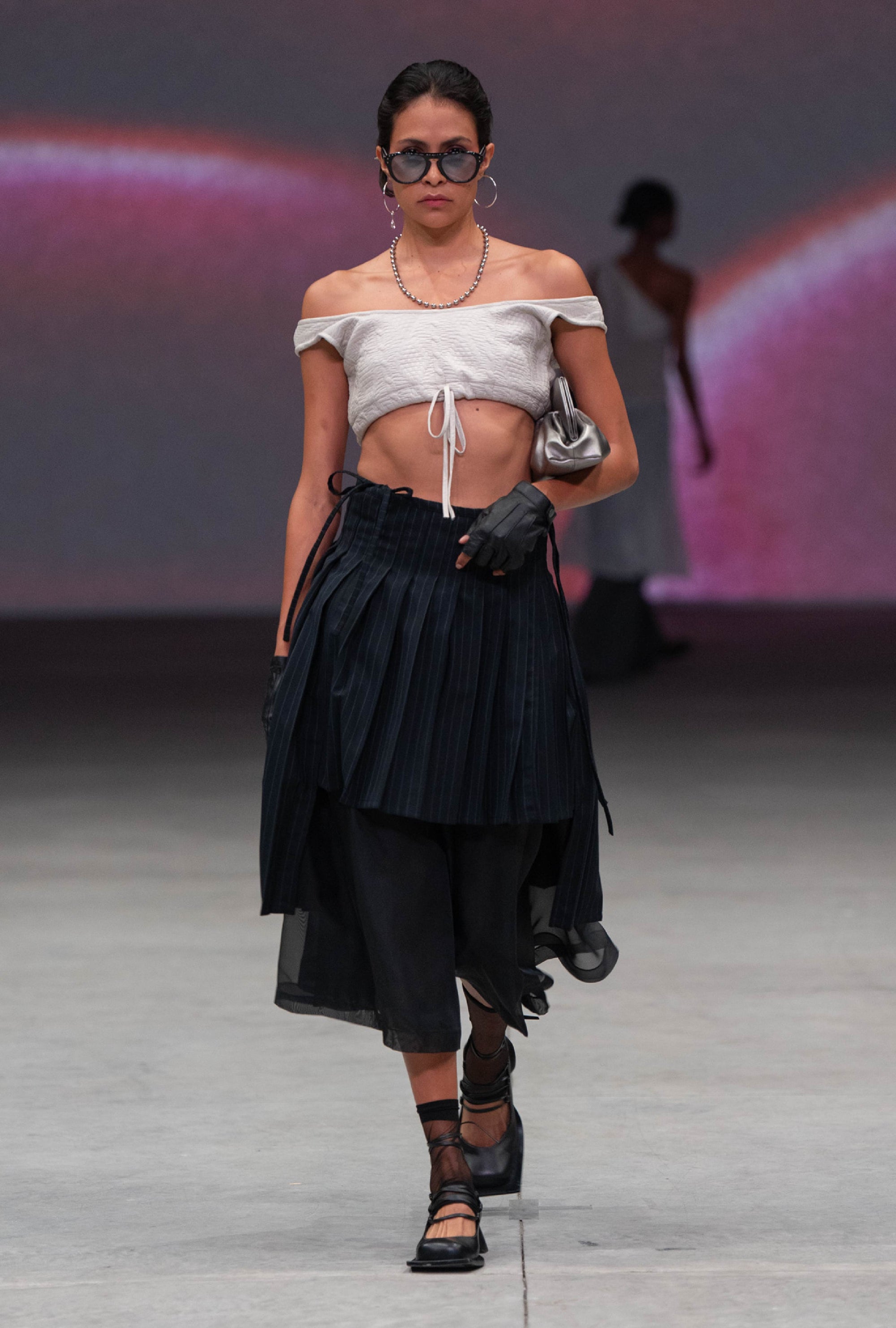 Falda Pinstripe Asimétrica