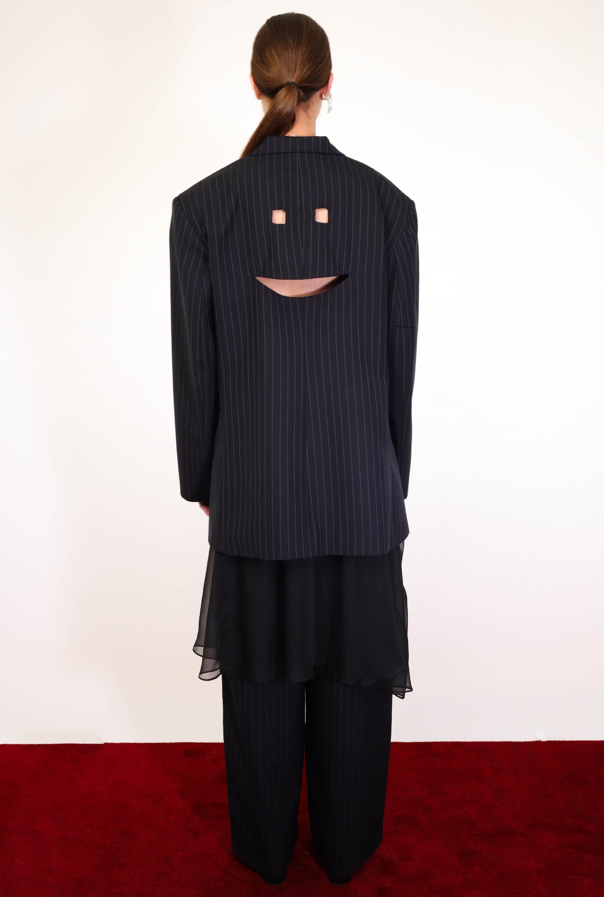 Pinstripe Cut-Outs Blazer