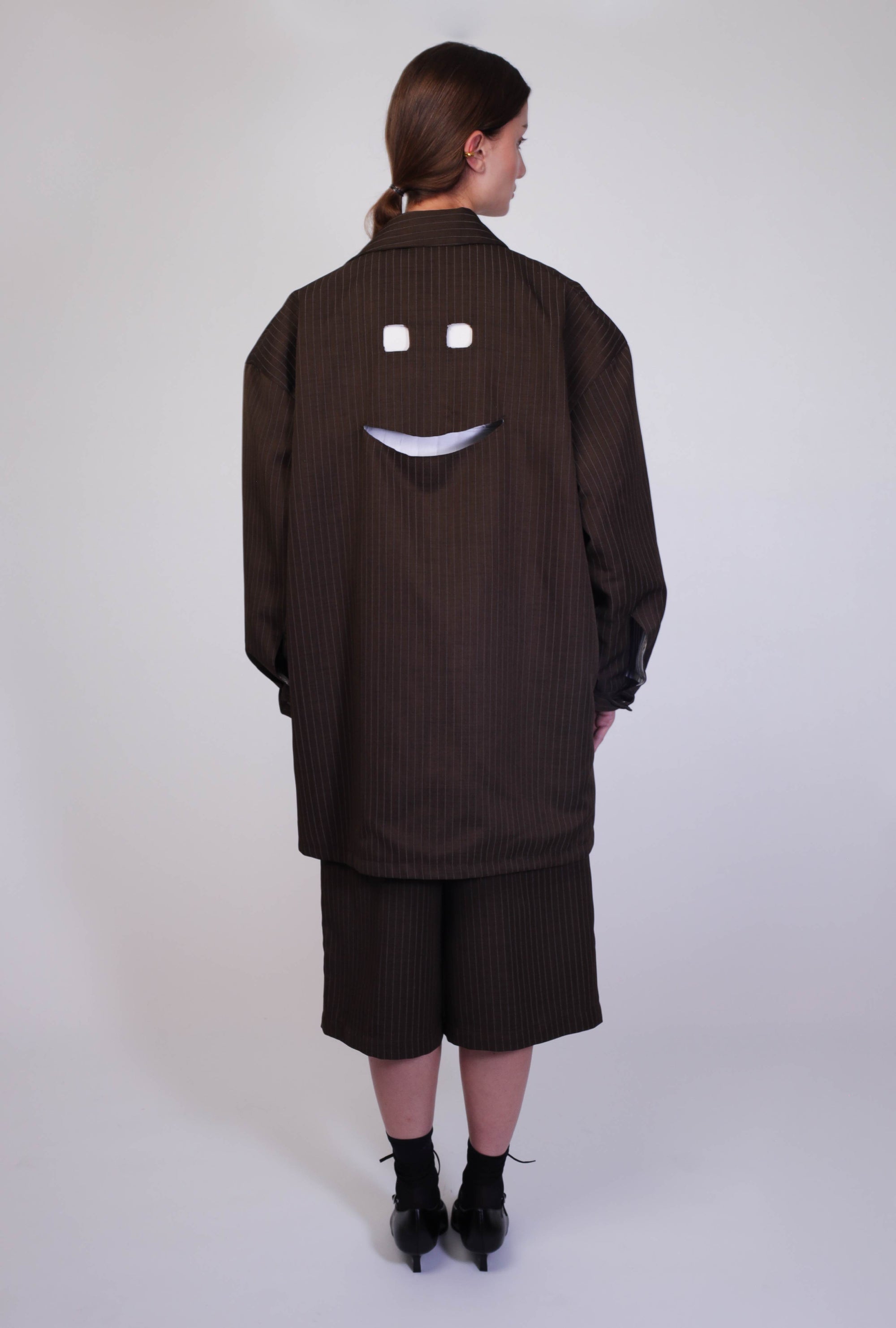 Pinstripe Cut-Outs Overshirt