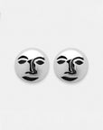 aretes calados con caras, hecho a mano, rostros, marca mexicana, aleación de latón, plateado, arte, aretes chicos, aretes no pesados, summer sale, hot sale, regalo de cumpleaños para mujer, regalo de aniversario para mujer, descuentos, 25% de descuento, meses sin intereses.