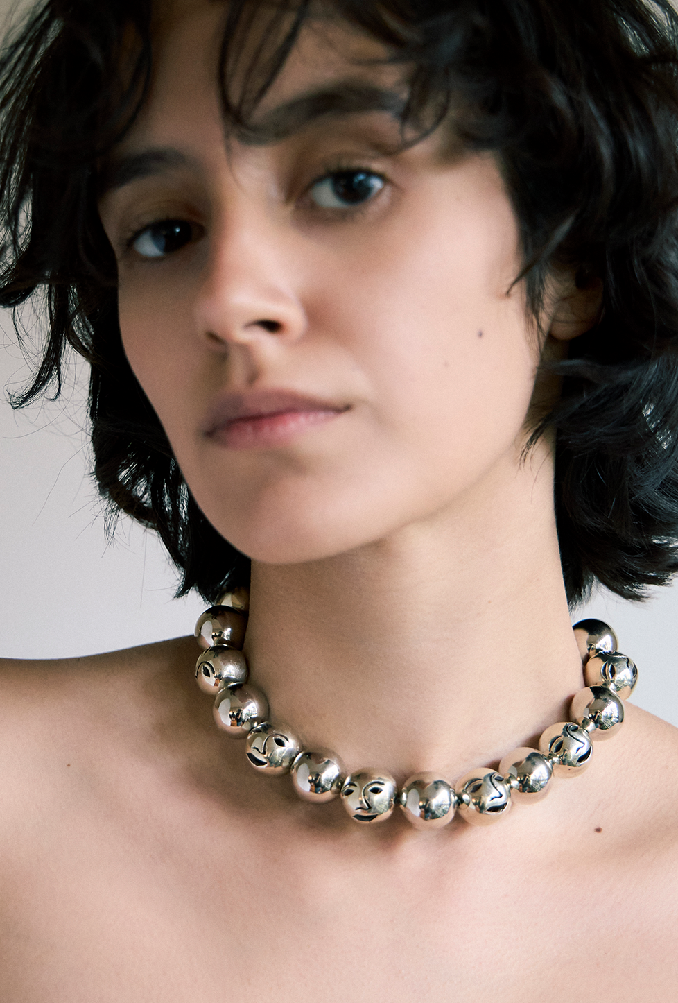 Collar de esferas caladas, caras, hecho a mano, marca mexicana, aleación de latón, collar grande, summer sale, hot sale, regalo de cumpleaños para mujer, regalo de aniversario para mujer, descuentos, 25% de descuento, meses sin intereses.